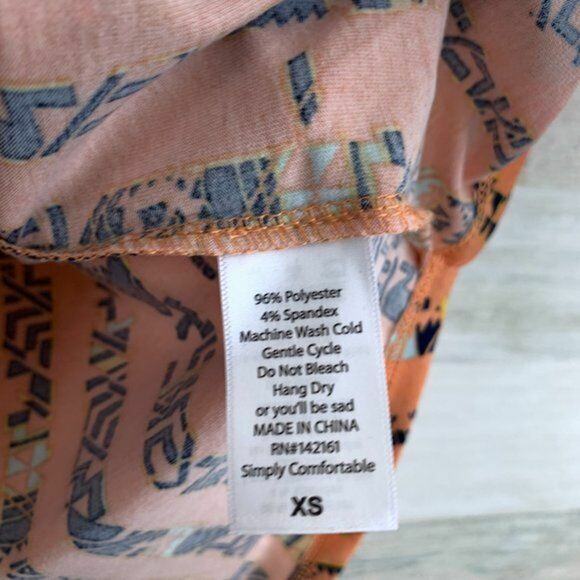 LuLaRoe Randy Baseball Tee Gray Orange Abstract Print Womens XS - Picture 4 of 5